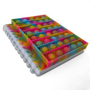 Rainbow Tye Dye Bubble Pop Spiral White Paper Notebook, Push Pop Journal 80 Pgs